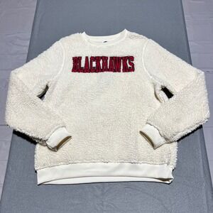 NHL Chicago Blackhawks Sherpa Fleece Sweatshirt Cream Youth Large 12/14 Logo